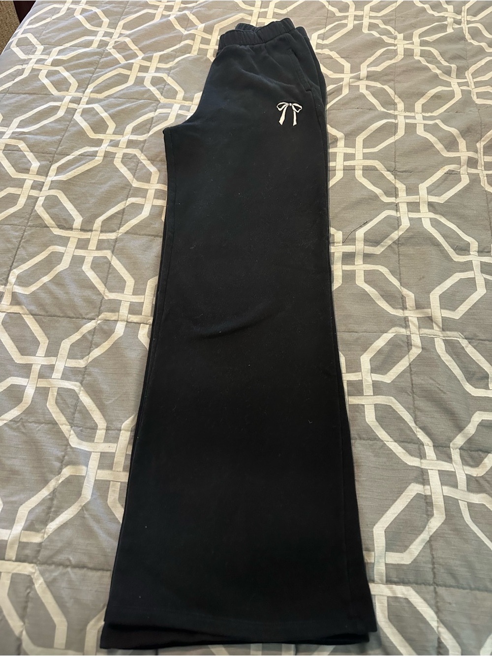 Hollister Navy Lounge Sweatpants with Pink Bow Embroidery